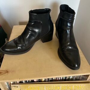Intentionally Blank Black Leather Ankle Boots